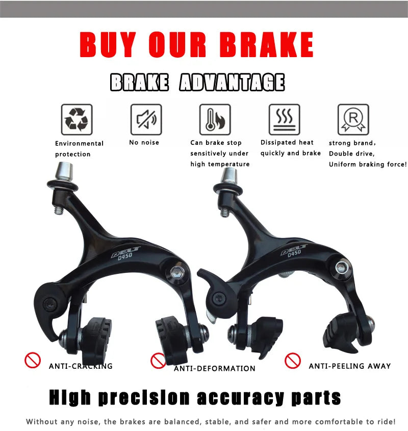 700c Road Bike Brake Dual Pivot Caliper Folding  Bicycle Side Pull Rim C Brake  Center Mount Front Rear 39-49MM Parts