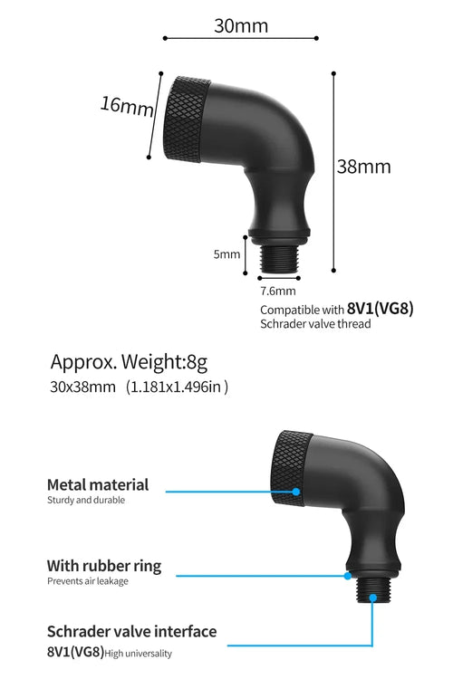 4 In 1 Universal Bicycle Air nozzle with extension Hose Clik Presta Schrader Dunlop Valves Bike Motorcycle Pump Portable Connect