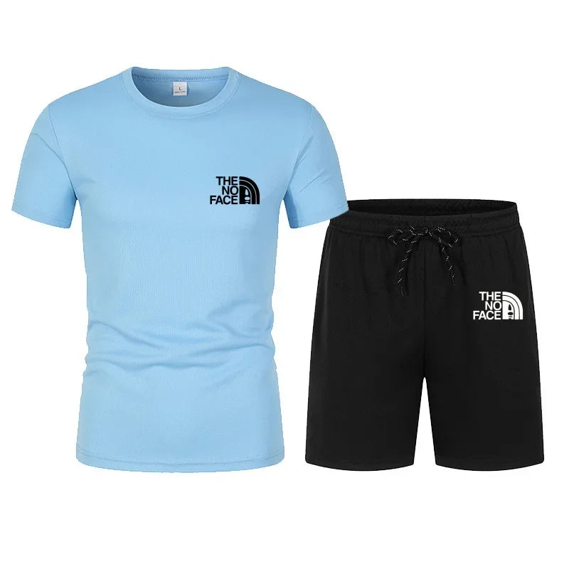 summer fashion trend casual sports two-piece set trendy men's short sleeved T-shirt+shorts set