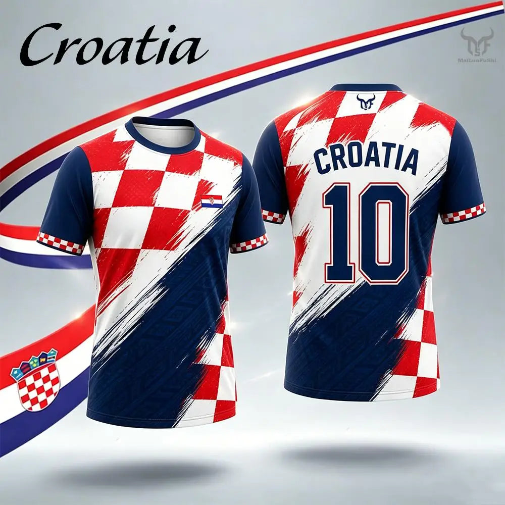 Croatia Flag Printed T-shirt Men Quick Dry Breathable Football Jersey Men's And Women's Casual Streetwear Short-sleeved Tops