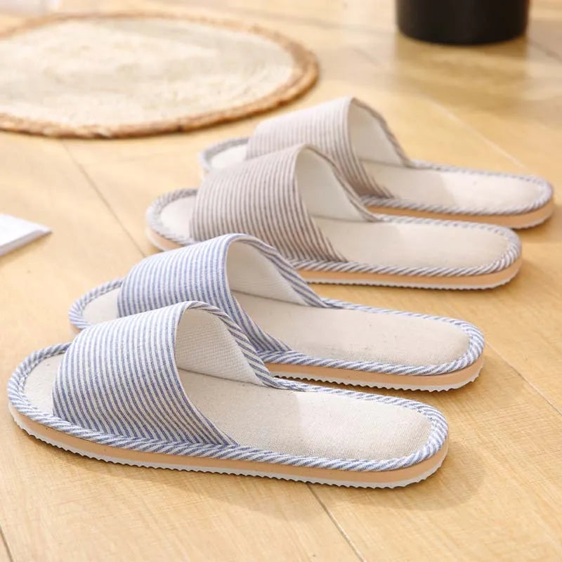 Four Season Linen Home Slippers Women Indoor Bedroom Women House Slides Autumn Unisex Lovers Shoes Adults Outdoor Casual Sandals