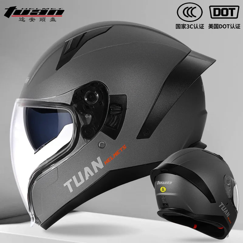 2026 New Motorcycle Helmet Standard DOT Double Mirror Drinkable Water Ghost Face Helmet Cycling Locomotive Full Helmet