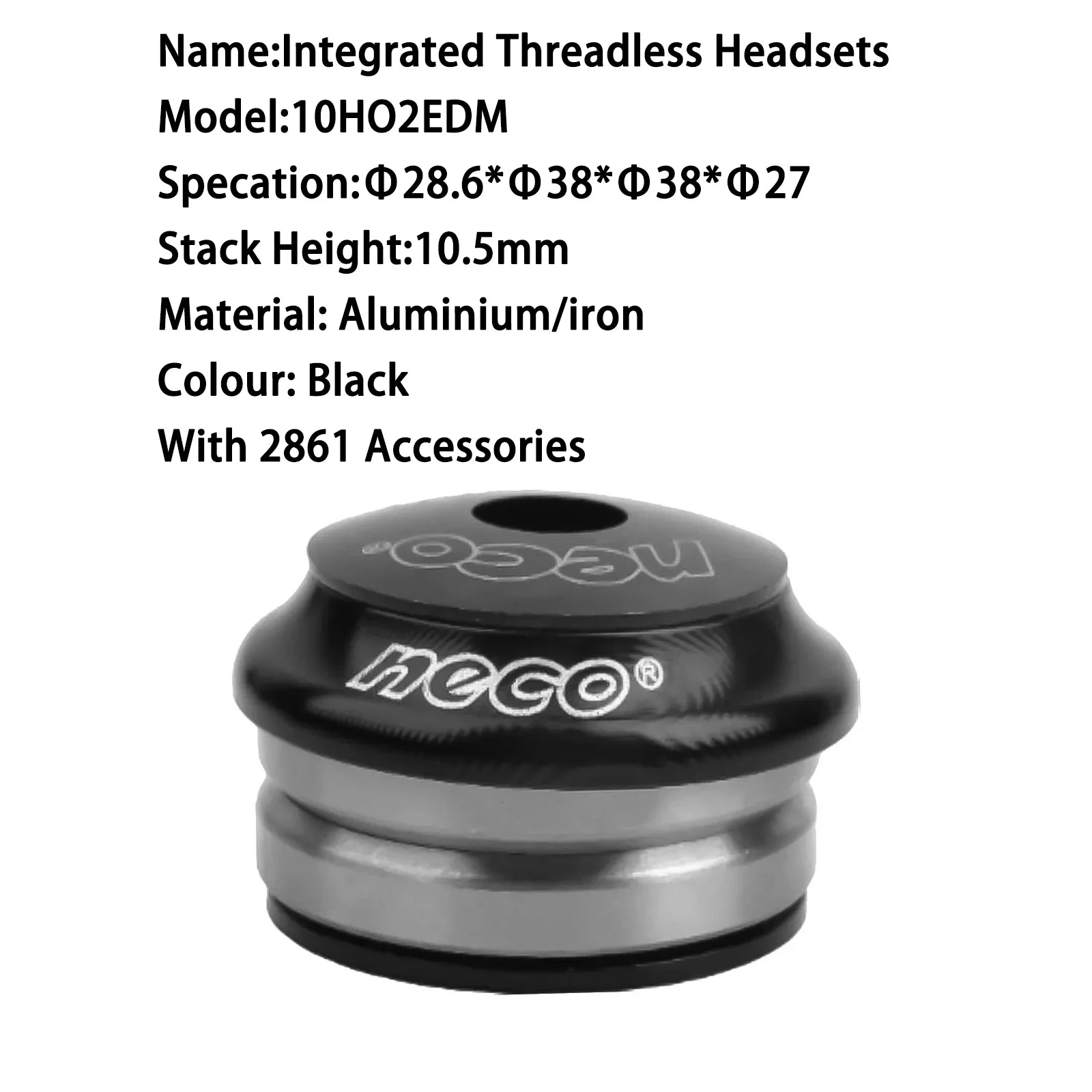 Neco MTB Bicycle Headset 38.2/25.4/27mm Threadless Road Mountain bike Integrated Threadless Headsets Tube Fork 1" Sealed Bearing