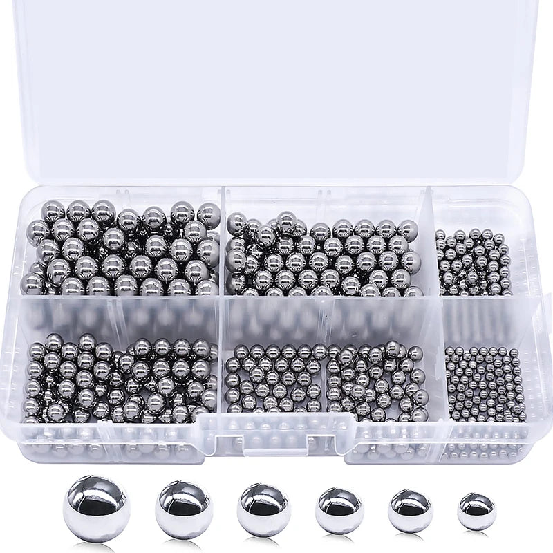 620PCS 6 Size Bicycle Bearing Balls Precision Steel Balls carbon steel Assorted Loose Kit 1/4 7/32 3/16 5/32 1/8 3/32