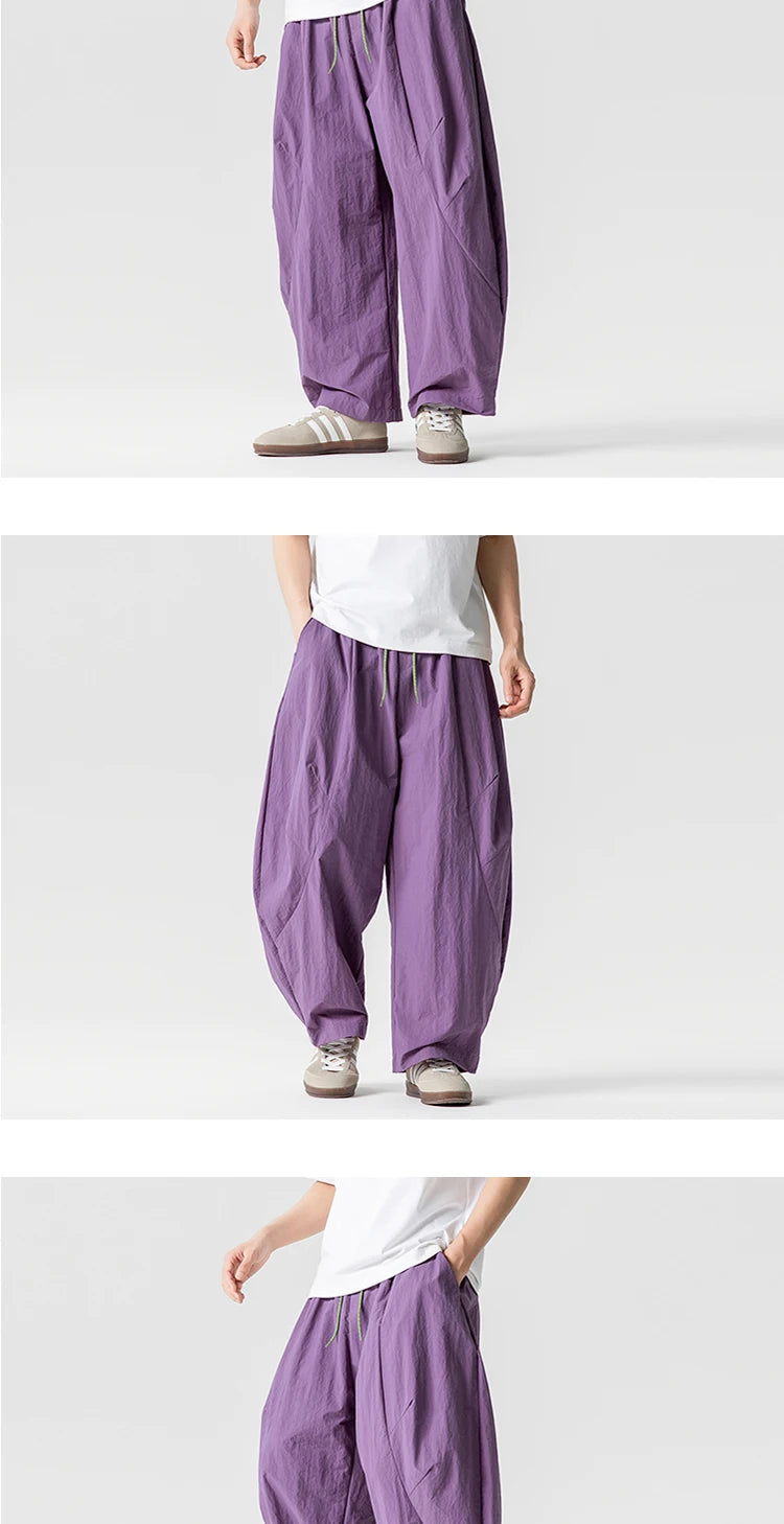 Wide Leg Pants Men and Women summer Light Thin Solid Straight Casual trousers Elastic Waist Harun Pant Loose Oversize Streetwear