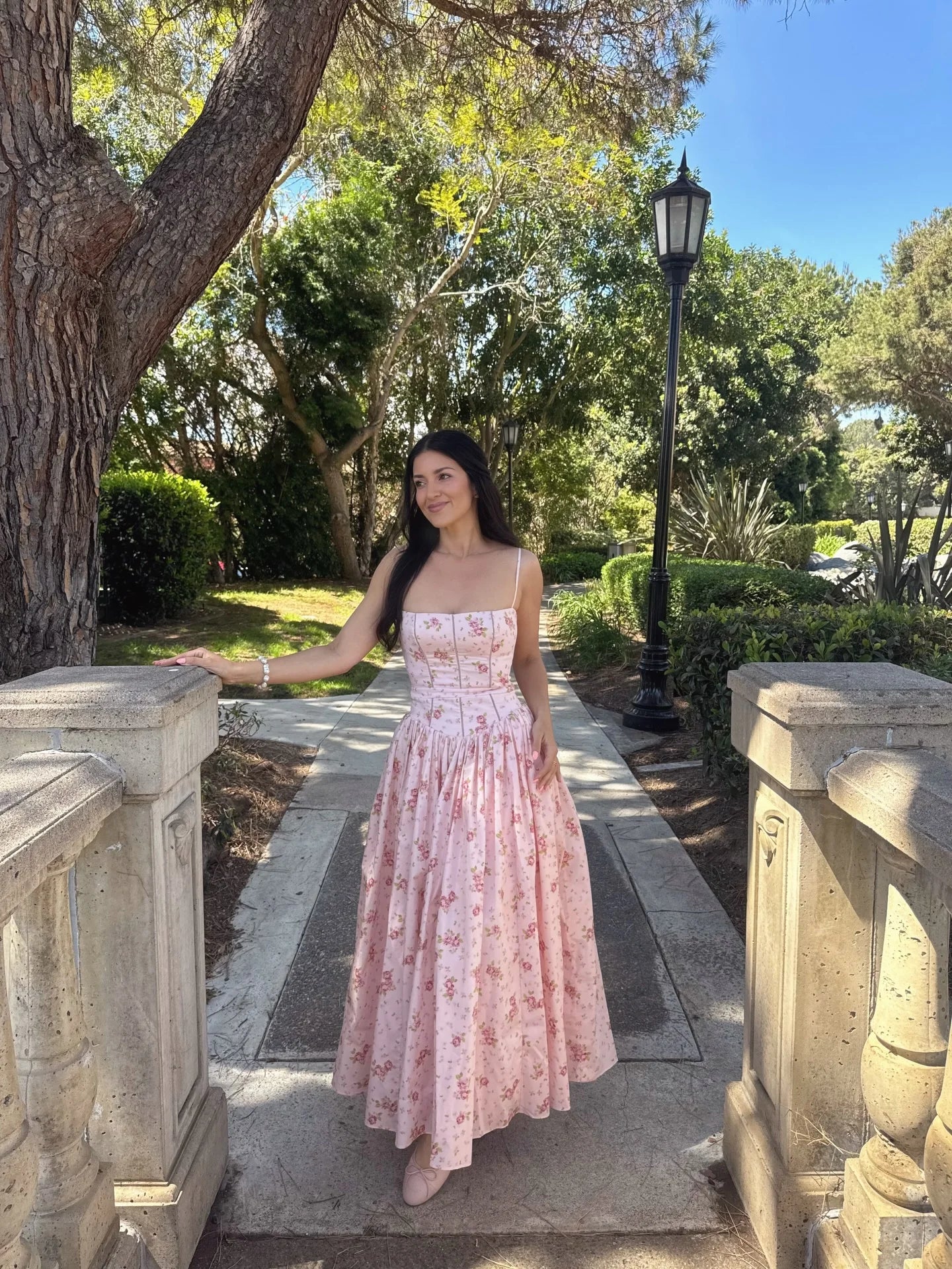 Oligai Summer Floral Print Spaghetti Strap Midi Dress Women Party Dress Elegant Vintage Holiday Beach Wear Dress