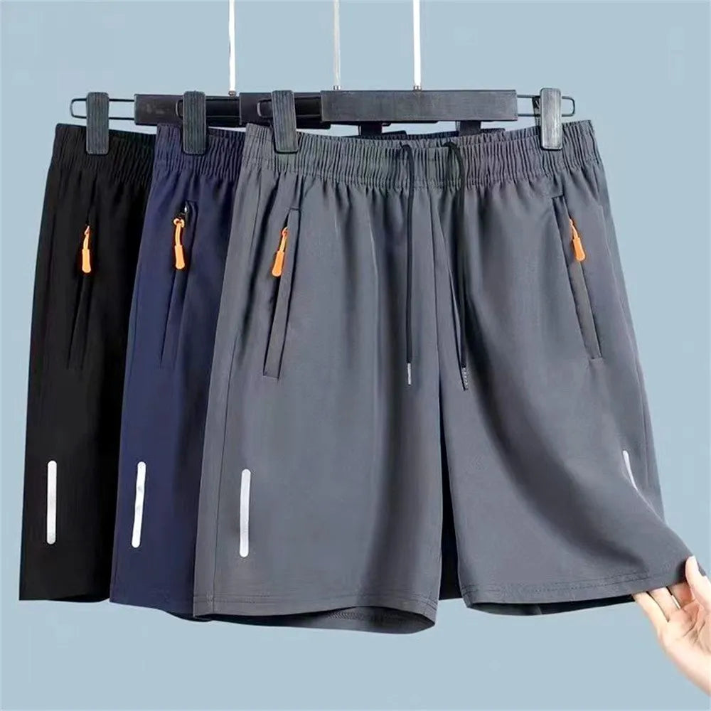 Men's Summer Beach Short Pants Sports Casual Shorts Ultra-thin Ice Silk Quick Dry Male Zipper Loose Gym Sweatpant Jogging Shorts