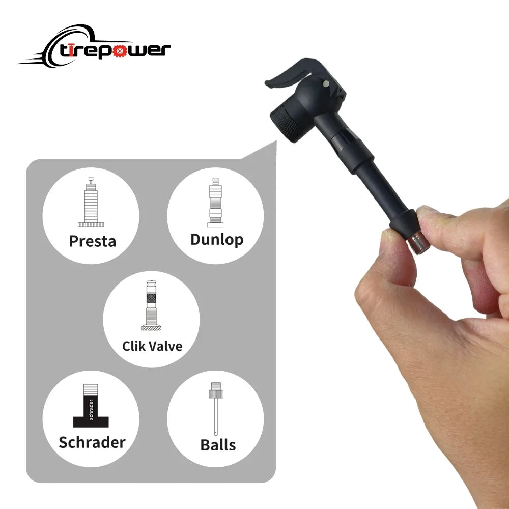 Universal Bicycle Air Nozzle with Presta Schrader & Clik Valves Portable Bike Tire Pump Connector Adapter Inflatable Air Chuck