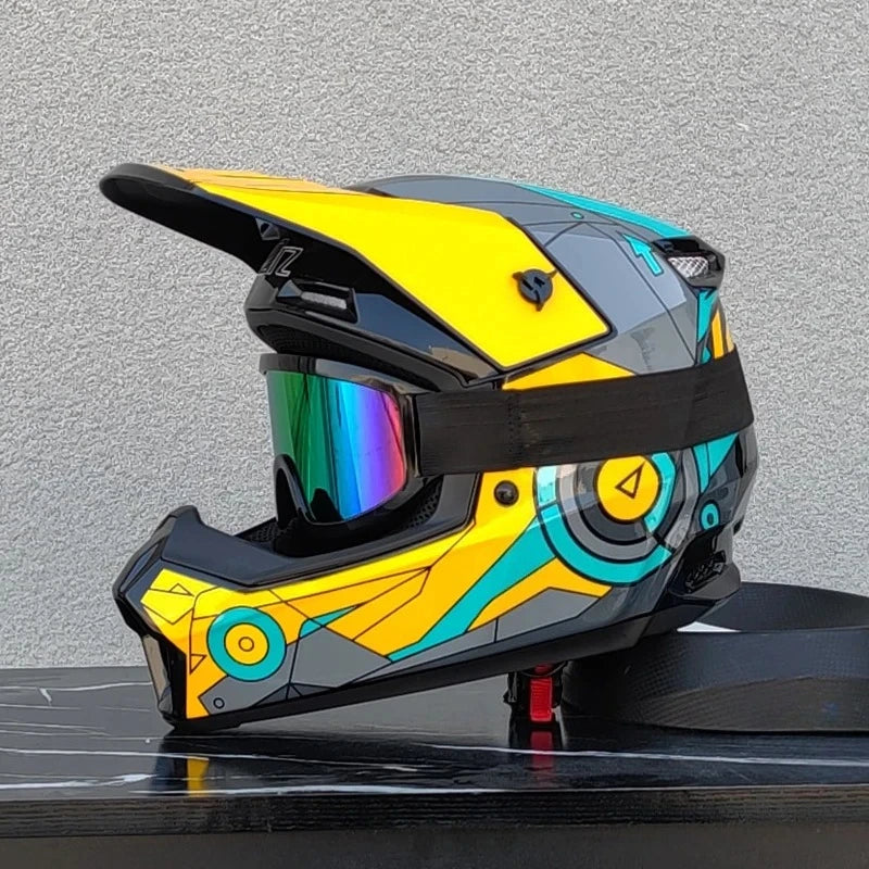 ORZ professional off-road motorcycle helmet, youth off-road full helmet, DOT approved gift of goggles, capacitors de moto