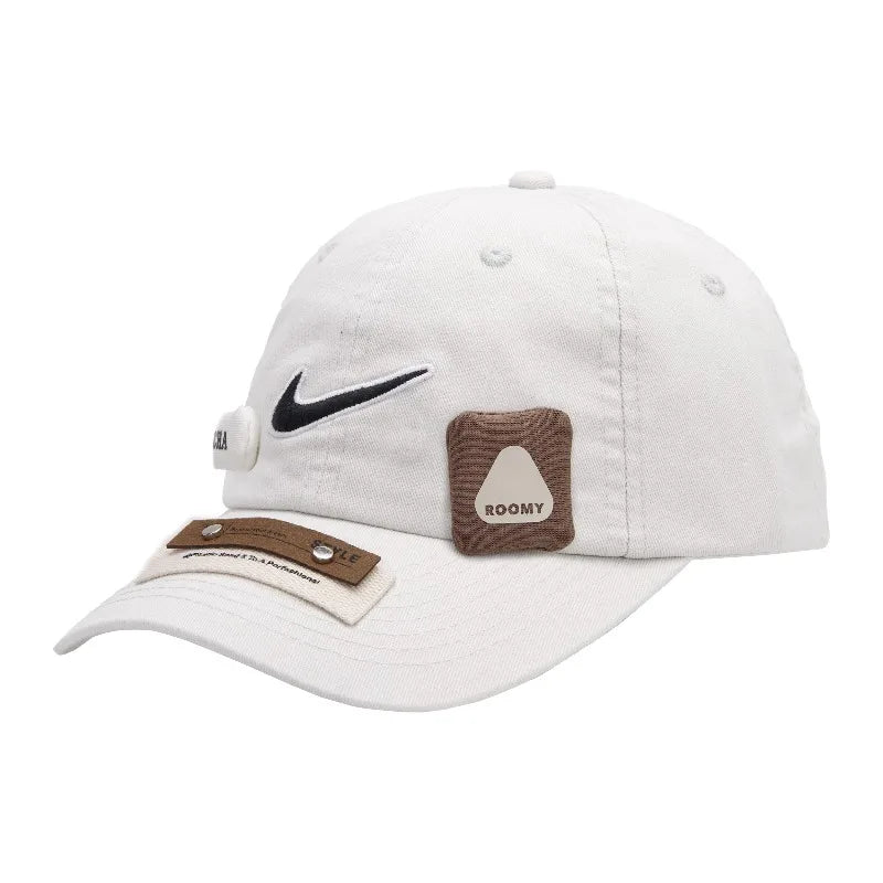 Nike Baseball Cap Castle, High Street, Trendy, Versatile, Minimalist, Acetate Fiber, Duckbill Cap, Unisex, White, FB5369-072
