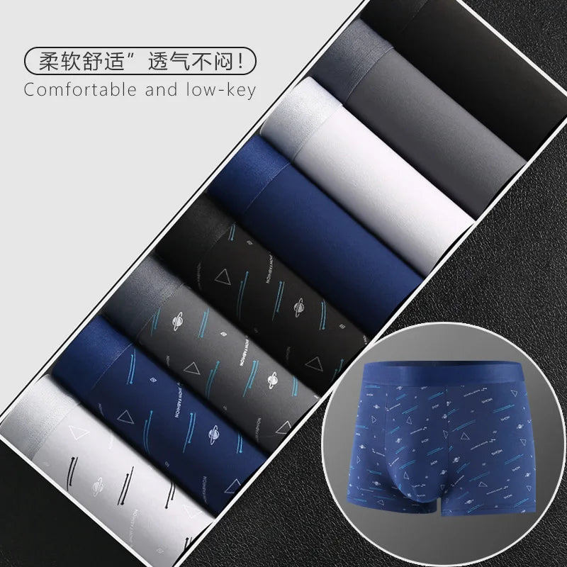 Underwear Man 2025 briefs mid-waist geometric print underpants solid cotton comfortable men's boxer briefs cheap clothing