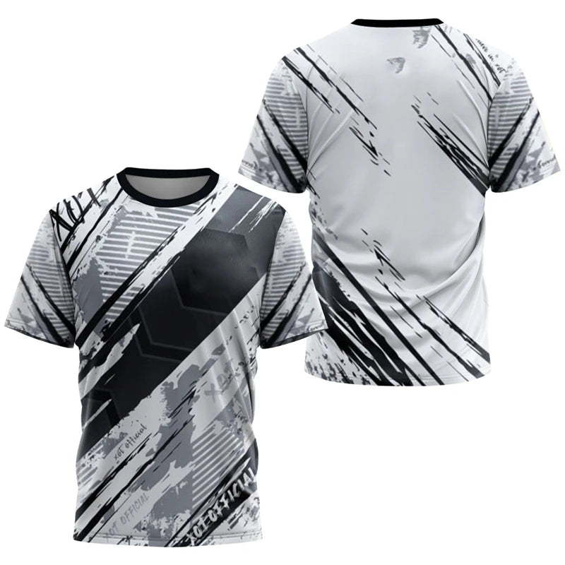 Simple Quick Dry Table Tennis T Shirts For Men Summer Short Sleeve Fashion 3D Printed Sports T-shirts Loose Breathable Gym Tops