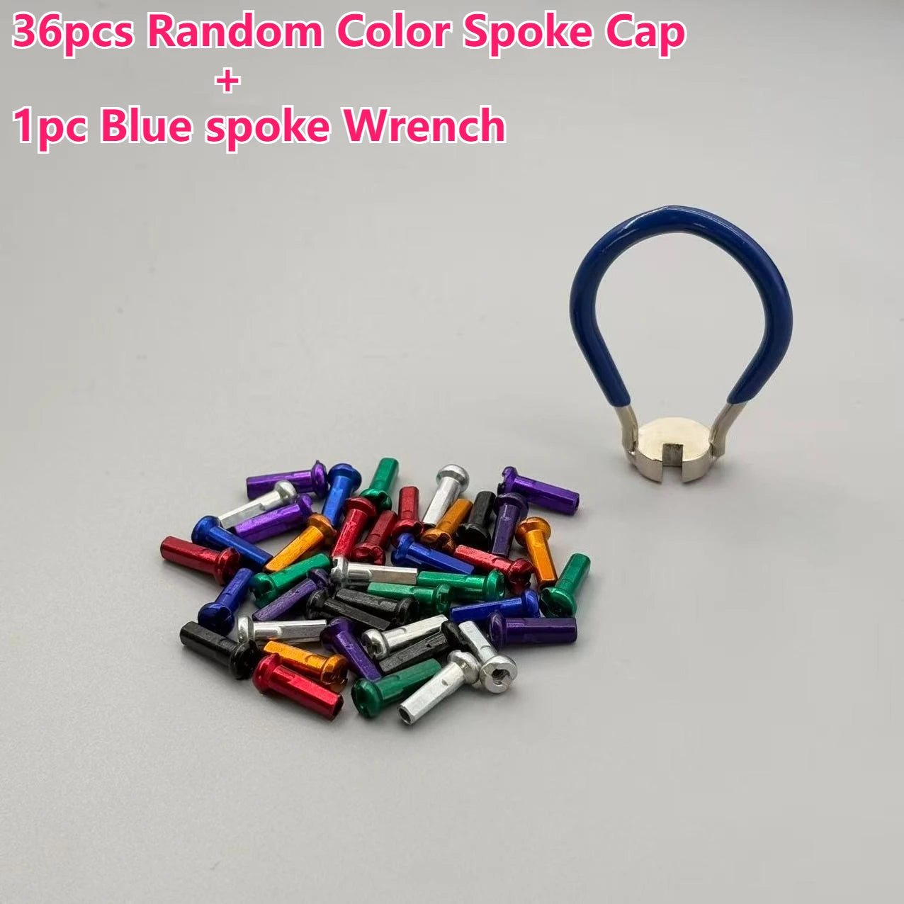 36pcs Bicycle Spoke Cap and 1pc Spoke Wrench Kit for 14G 2mm MTB Road Bike Spokes Wheel Nipples Cap Adjustment Wheel Rim Wrench
