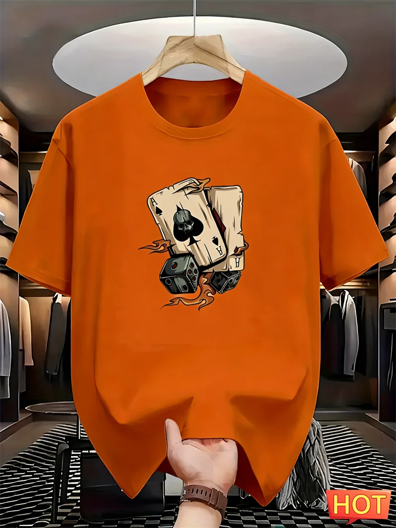 Simple Poker Dice Graphic T Shirts For Men Fashion Trendy Short Sleeve 3D Printed T-shirts Cool Oversized Streetwear Tees Tops
