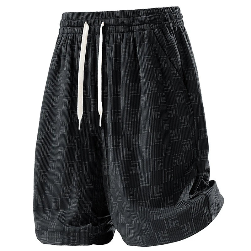 Men's Printed Cargo Shorts Summer Ice Silk Casual Loose Plus-Size 7XL 8XL Shorts Outdoor Gym Running Sports Five-Point Shorts