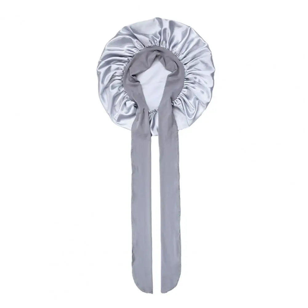 Women Sleeping Hair Bonnet with Tie Band Night Sleep Cap Adjustable Silk Satin Bonnet Wrap for Braids Long Curly Hair