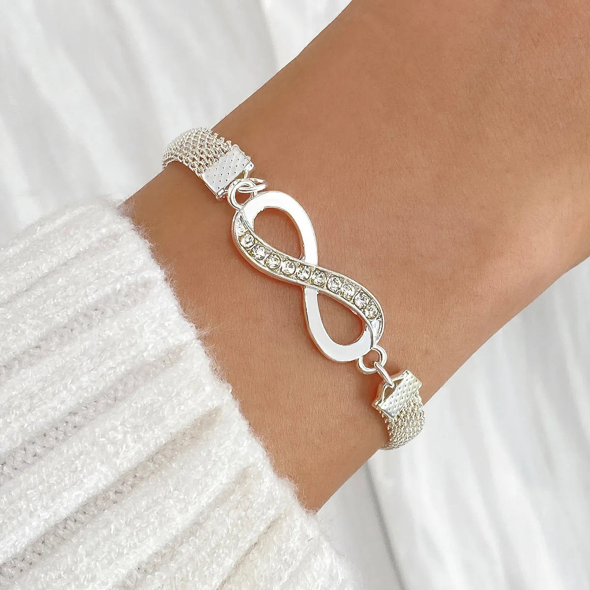 Vintage Infinity Heart Crystal Rhinestone Bracelet Set for Women Female Gold Color Metal Adjustable Bracelets Fashion Jewelry
