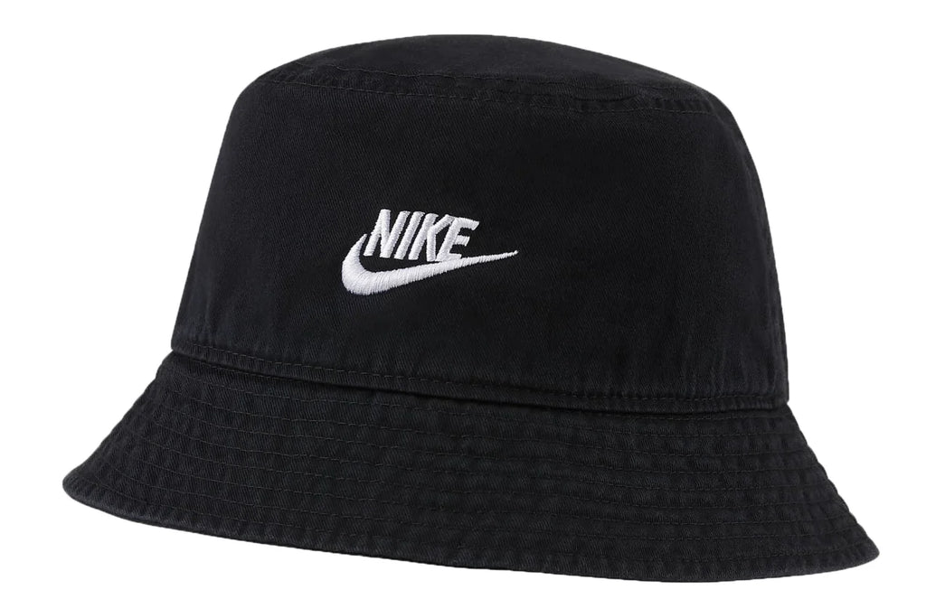 Nike Men's Women's Black Bucket Hat Embroidered Logo Wide Brim Cotton Sunshade Casual Sports Hat-DC3967-010