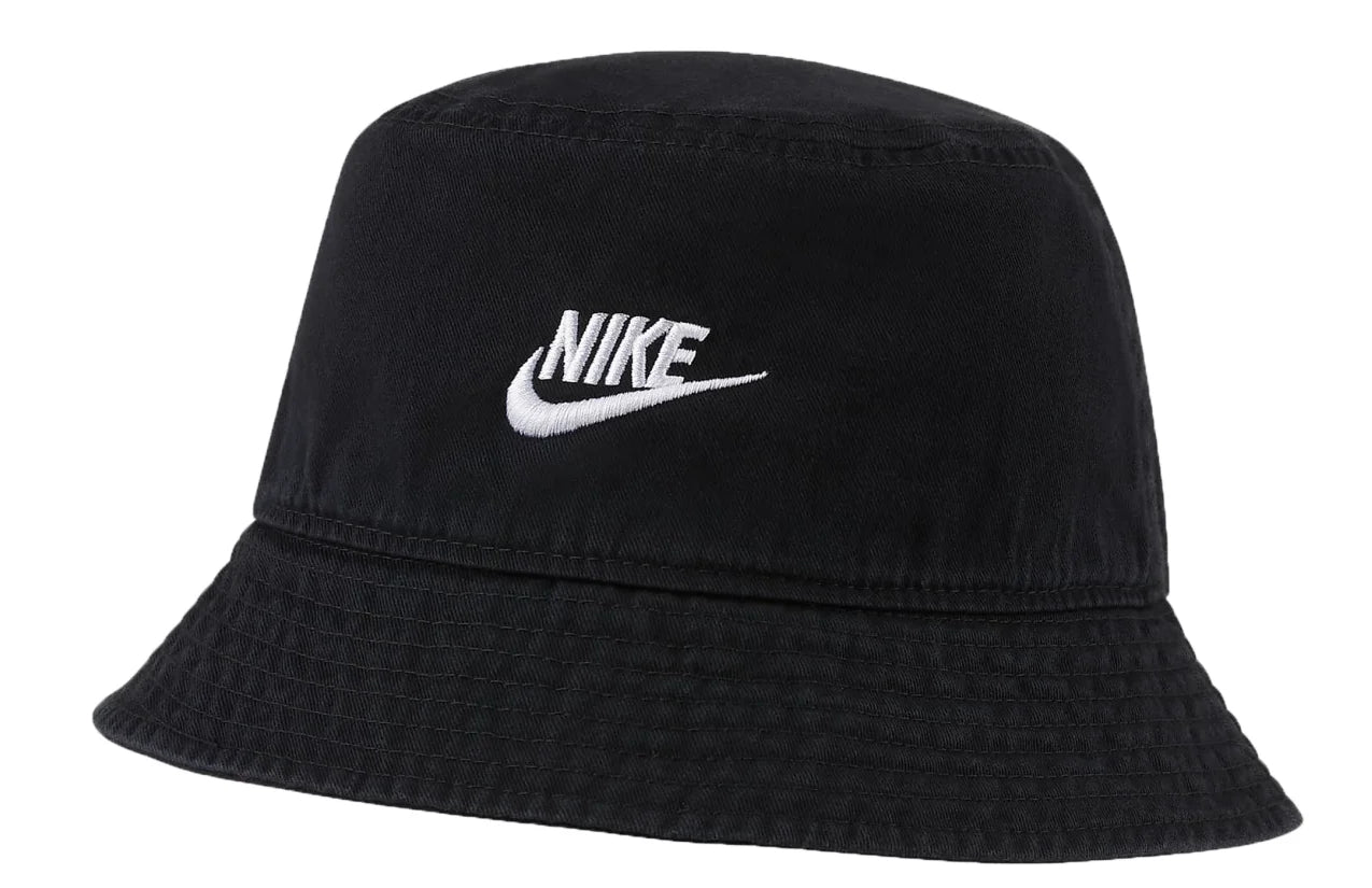 Nike Men's Women's Black Bucket Hat Embroidered Logo Wide Brim Cotton Sunshade Casual Sports Hat-DC3967-010