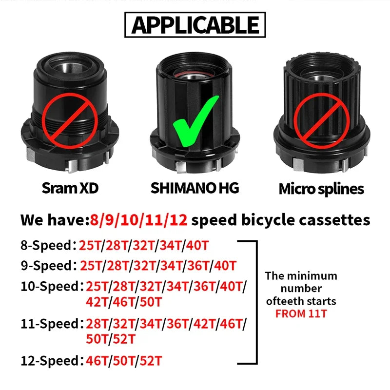BUCKLOS Bike Cassette 8/9 Speed Bicycle Freewheel 11-25T/28T/32T/34T/36T/40T Road Mountain Bike Cassette for HG Hub Bicycle Part