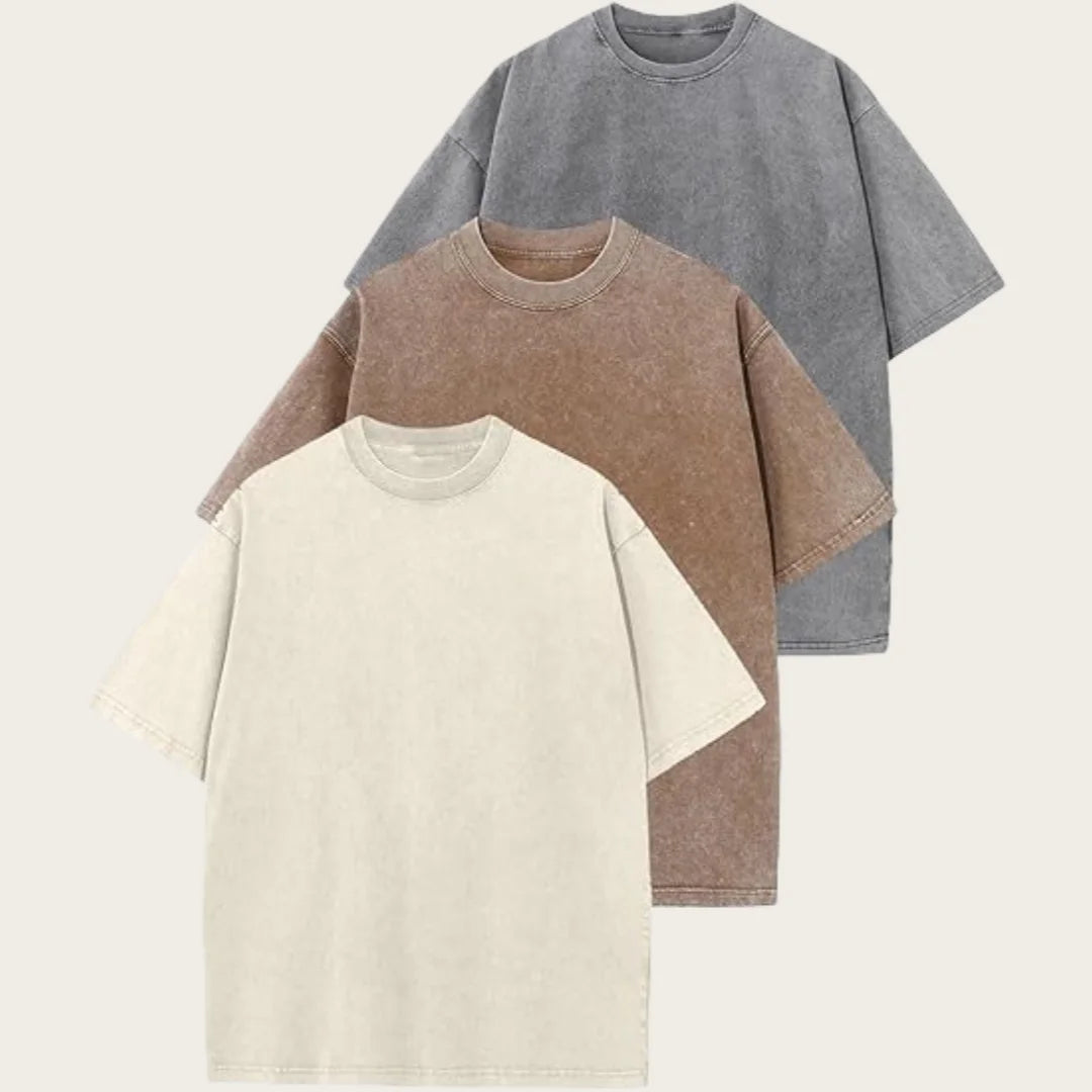 Three-Piece Women Oversized T Shirts Acid Washed Cotton Tees Vintage Baggy Loose Fit Streetwear Workout Tops Summer Casual Wear
