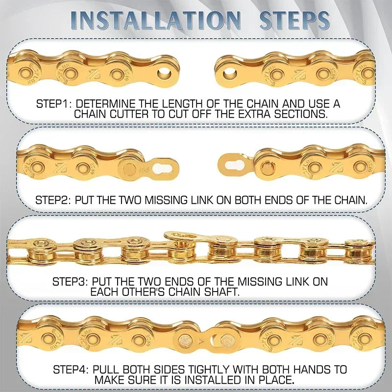 BUCKLOS MTB Road Bike Chain 8/9/10/11/12 Speed Bicycle Chains Universal EL/SL Road Bike Chain Gold/Silver Chains Bicycle Part