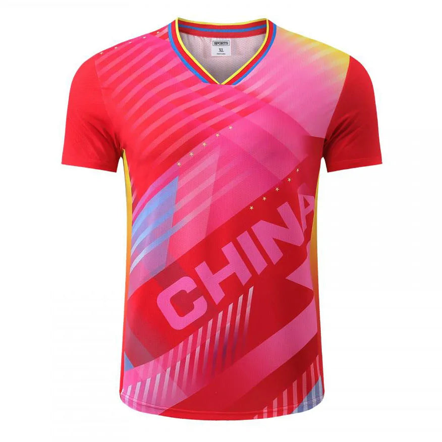 Free Custom Name 2025 China Team Table Tennis Shirts Men Women, Children ping pong t shirt Table tennis clothes Badminton Shirts