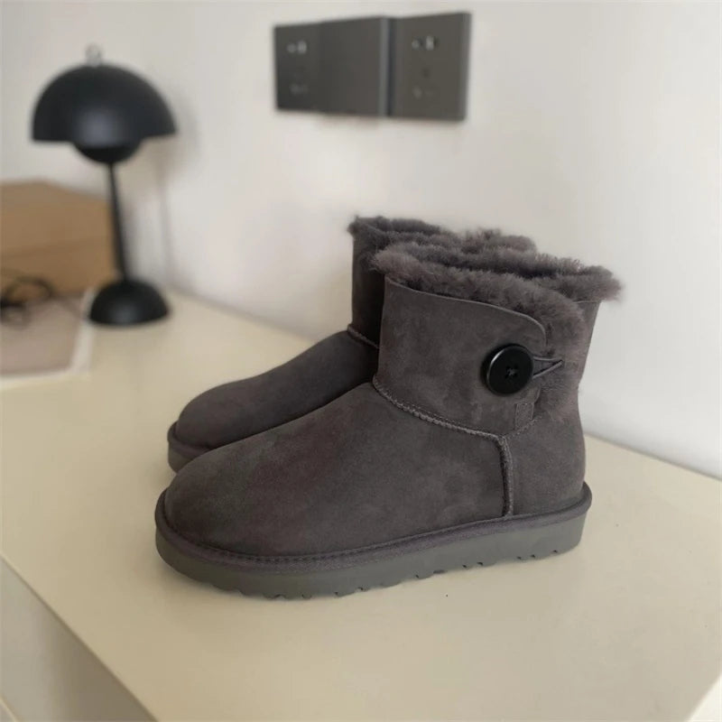 2026 New Design Winter Boots Women Super Mini Real Sheepskin Wool Comfort Warm Natural Fur Shoe Man Classic Snow Boot Size 35-44