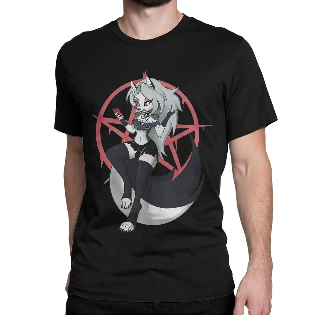 Men T-Shirts Cute Loona Funny Cotton Tee Shirt Short Sleeve Cartoon Helluva-Boss T Shirt Crewneck Clothes Gift Idea