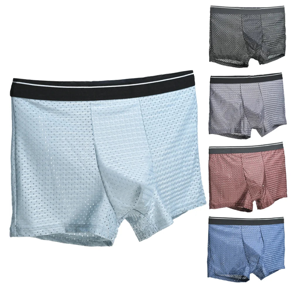 Men Panties Male Underpants Man Shorts Boxers Underwear Slip Homme Calzoncillos Bamboo Hole U Convex Pouch Large Size M-6XL New