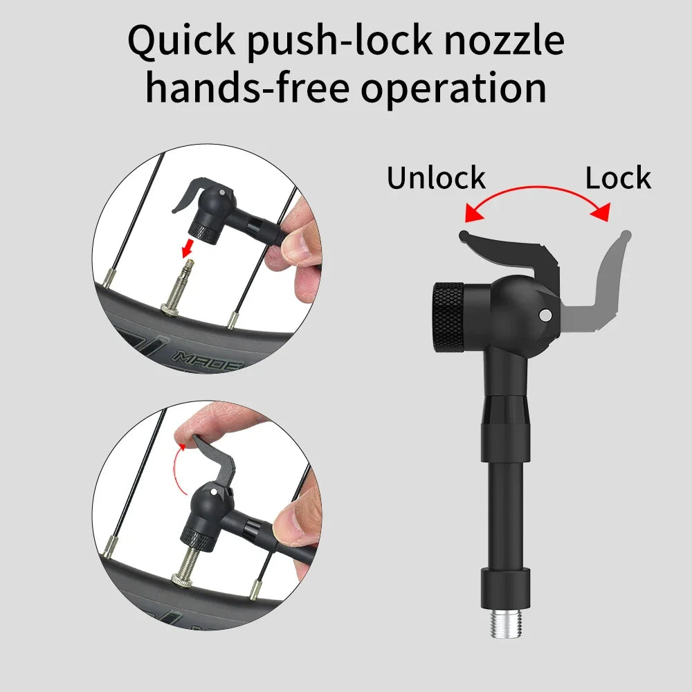 Universal Bicycle Air Nozzle with Presta Schrader & Clik Valves Portable Bike Tire Pump Connector Adapter Inflatable Air Chuck