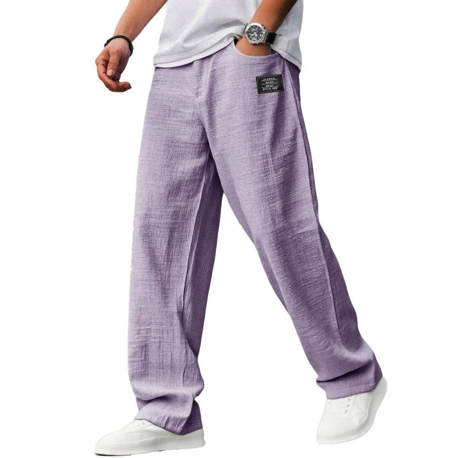 2026 Vintage Men's Loose Straight Pants Casual Breathable Badge Streetwear Trousers Fashion Daily Sports Jogger Pants For Men