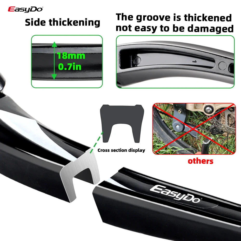 Easydo Bicycle Stand Aluminum Alloy Side kickstand Bicycle Universal for 26-29 Inch MTB Road Bike Height Adjustable Rubber Foot