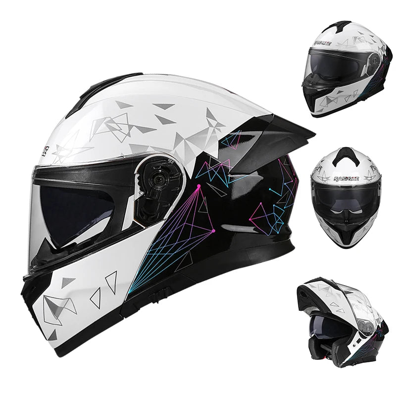 New Flip Up Motorcycle Helmet Dual Lens Sun Visor DOT Certified Bluetooth Compatible Unisex Adult Motorbike Full Face Helmet