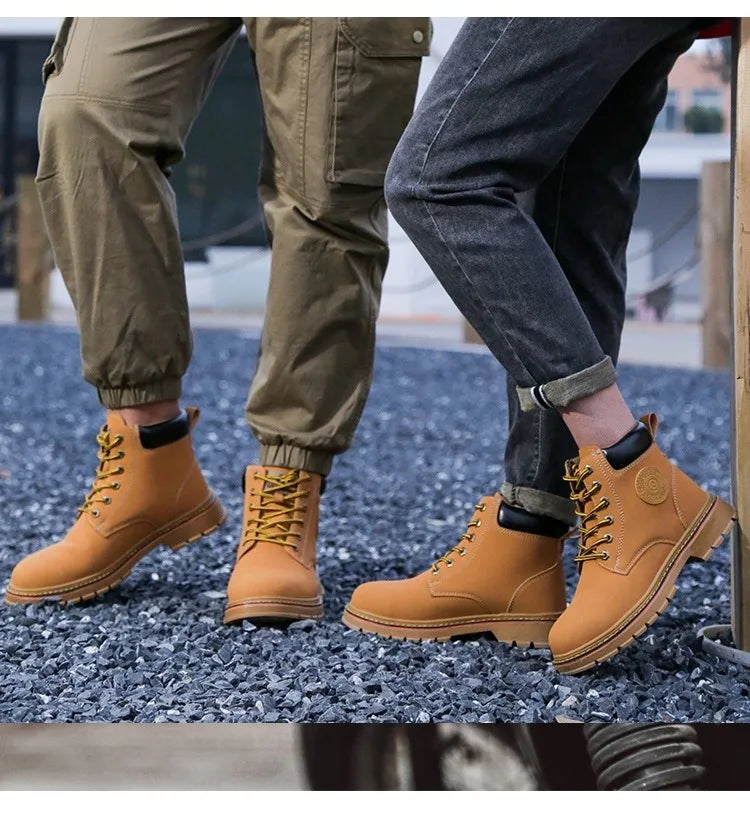 high-top Work Boots For Men Anti-smash Anti-puncture Work Shoes with Steel Toe leather safety shoes men for work waterproof shoe