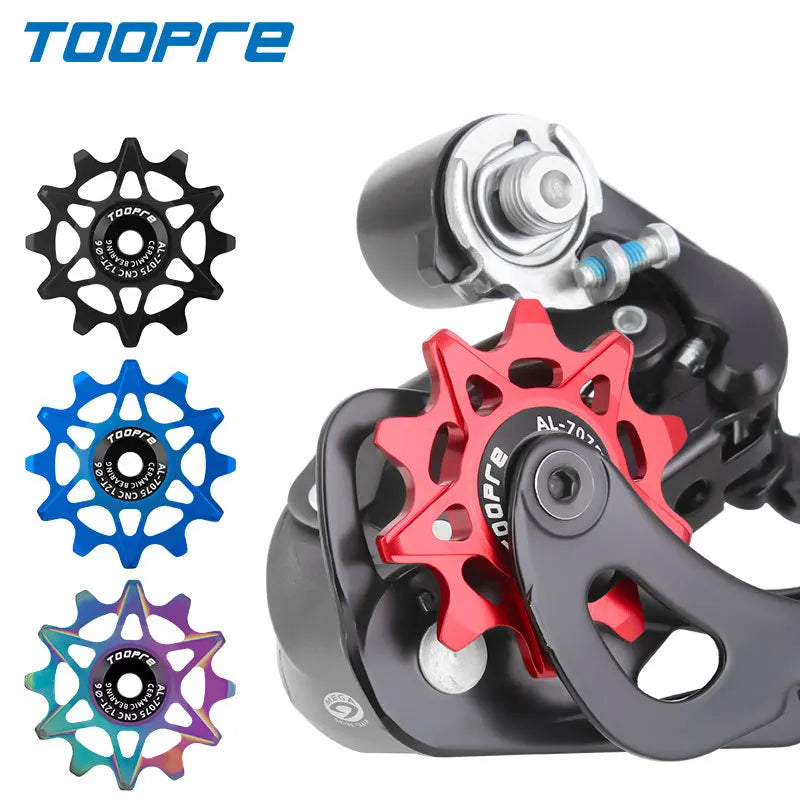 TOOPRE Bicycle Derailleur Jockey Wheels 10/12/14/16T Aluminum Ceramic Bearing Positive Negative Teeth Pulley Hollow Lightweight