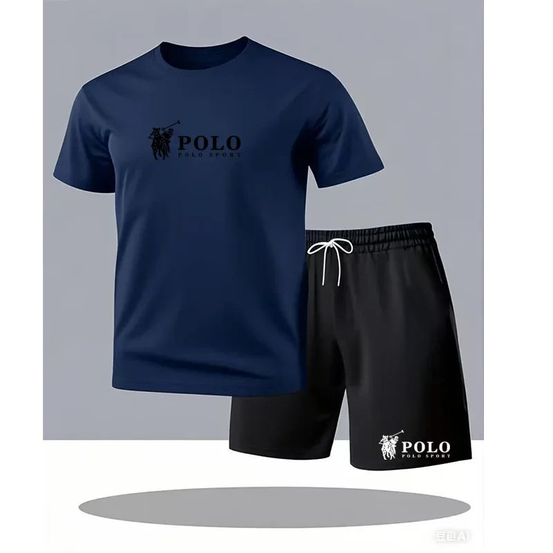 Summer New Style Men's Sport Suit, Short Sleeve T-shirt + Elastic Waistband Short Pants Set, Breathable and Quick-drying Casual