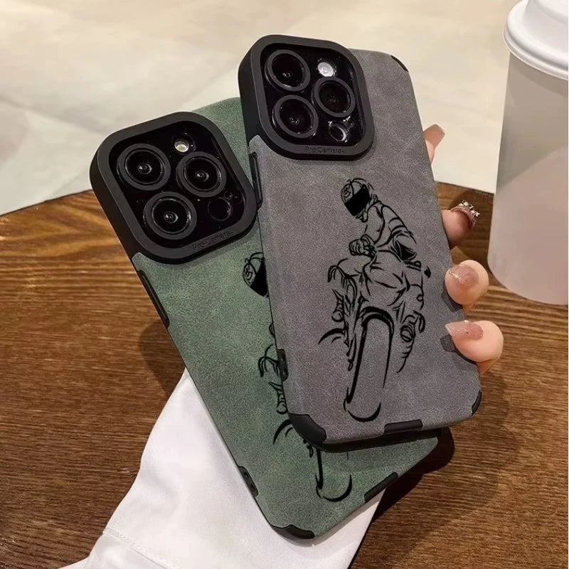 Cool Biker Phone Case For iPhone 17 AIR Pro Max 16E 15Plus 14 13 Mini 12 11 AIR XS XR XS Motorcycle Rider Style Cover