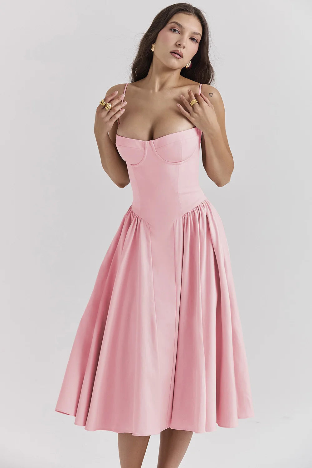 Summer Sexy Tube Top Waisted Camisole Dress Women Elegant Sleeveless Backless Pleated Female Party Evening Dresses