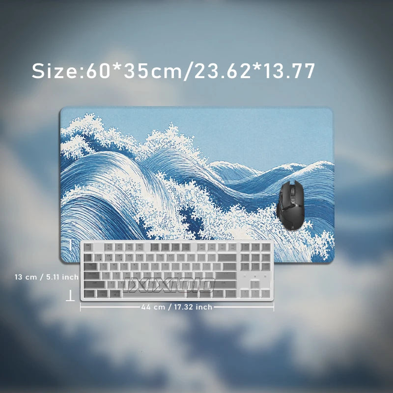 Mouse Pad Blue Ocean Waves Gaming XL Home Custom Large Mousepad XXL Playmat Office Carpet Natural Rubber PC Mouse Mats