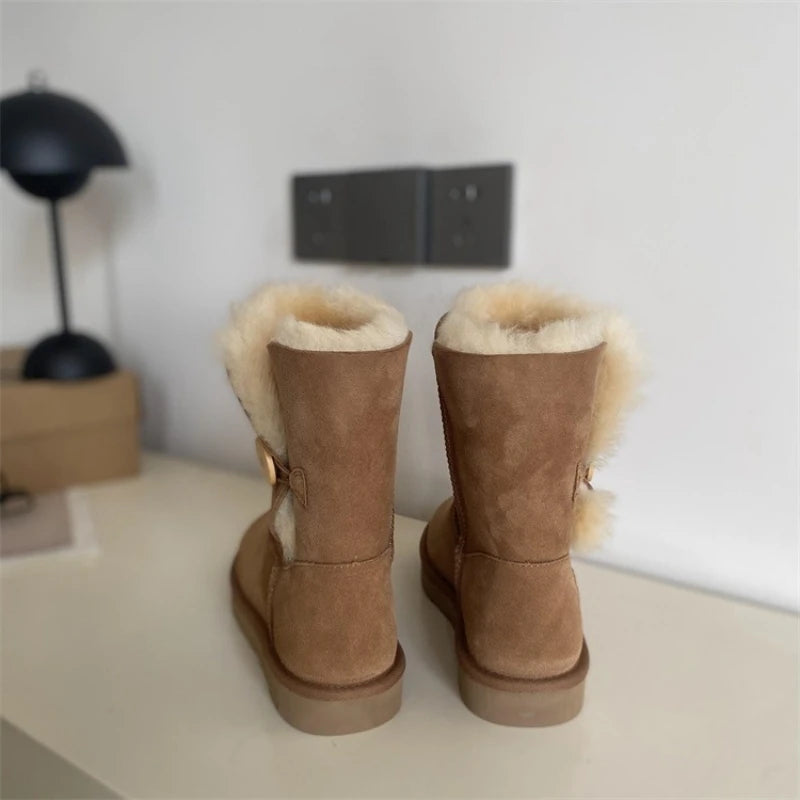 2026 New Design Winter Boots Women Super Mini Real Sheepskin Wool Comfort Warm Natural Fur Shoe Man Classic Snow Boot Size 35-44