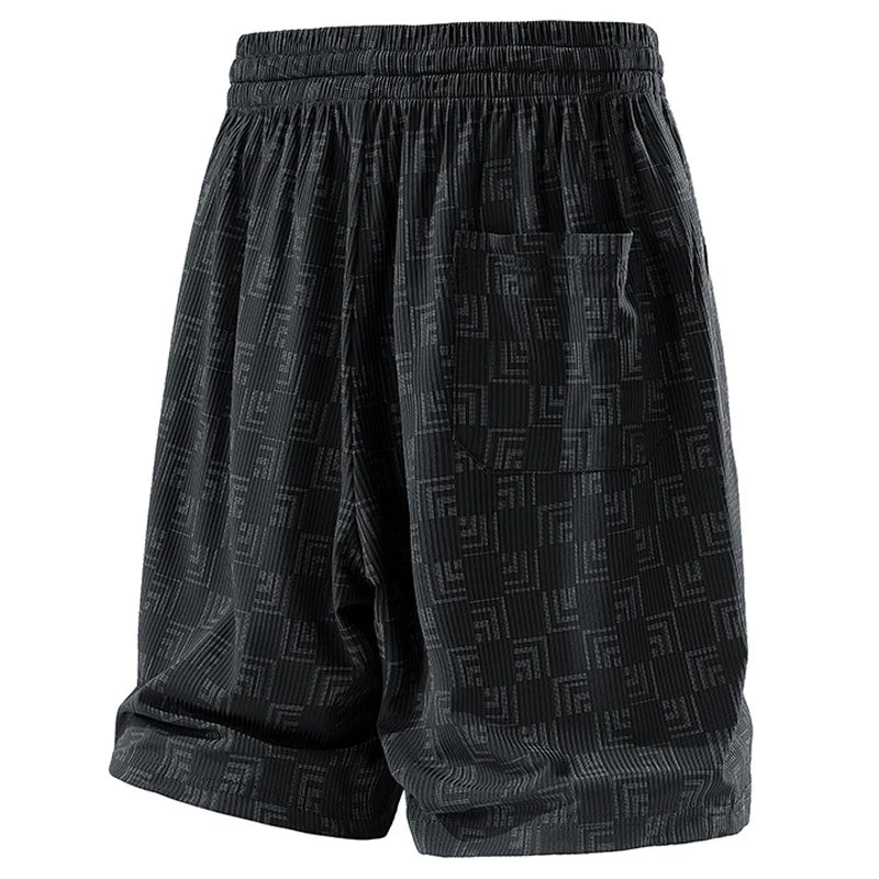 Men's Printed Cargo Shorts Summer Ice Silk Casual Loose Plus-Size 7XL 8XL Shorts Outdoor Gym Running Sports Five-Point Shorts
