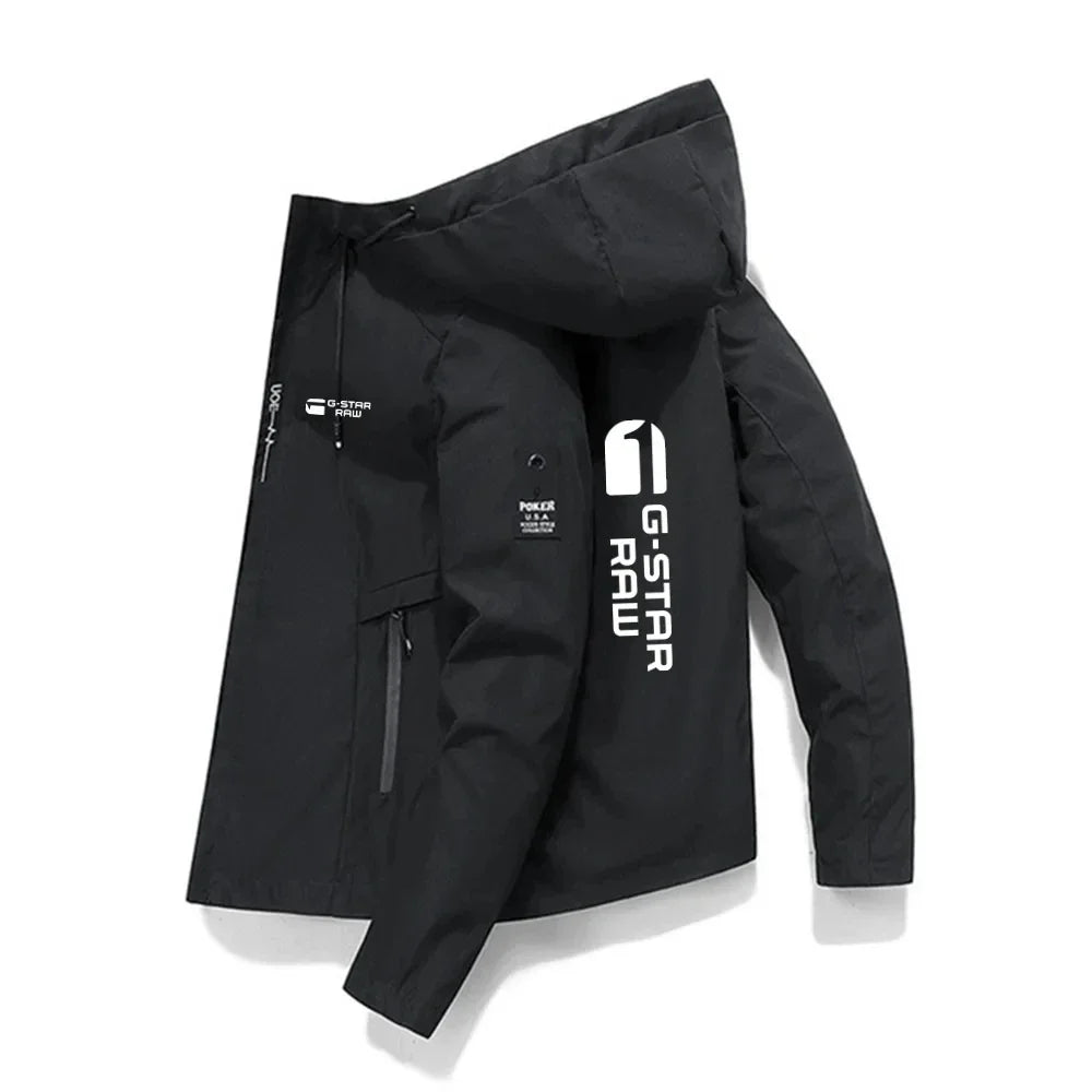 2026 New Season Spring and Autumn Men's Jacket - High-Quality Printed Outdoor Sports Hooded Fashion Sporty Casual Jacket