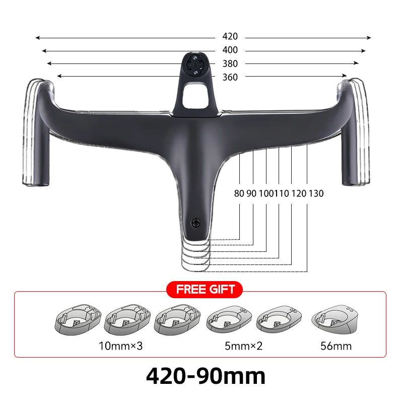 THE ONE ULTRA aero carbon Integrated hamdlebar Hidden Trace Road Bicycle Handlebar 380/400/420 28.6mm Racing  Bike