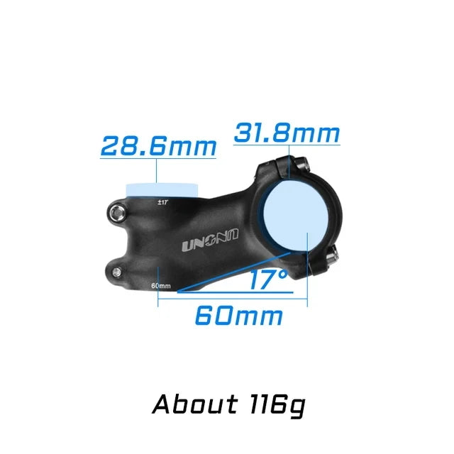 UNO MTB Bike Stem -7 17 35 Degree Ultralight Aluminum Alloy 31.8mm 60 70 80 90 100 110 120 130mm Road Bicycle Stem King Alloy