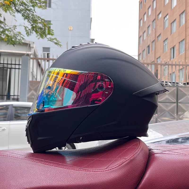 Orz-958 Motorcycle Helmet, Men's and Women's Open Face Helmet, Summer Dual Mirror Large Tail, Semi Fully Covered All Season