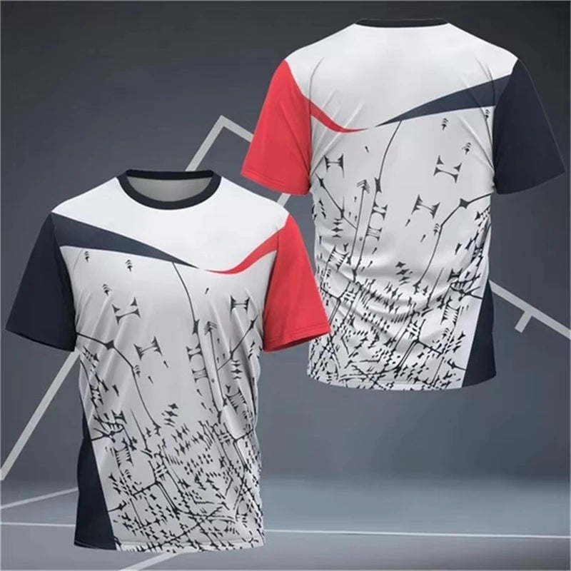 Simple Geometric Patterns Badminton T Shirts For Men Summer Fashion Short Sleeve 3D Printed T-shirt Casual Oversized Sports Tees