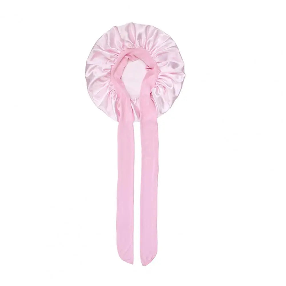 Women Sleeping Hair Bonnet with Tie Band Night Sleep Cap Adjustable Silk Satin Bonnet Wrap for Braids Long Curly Hair