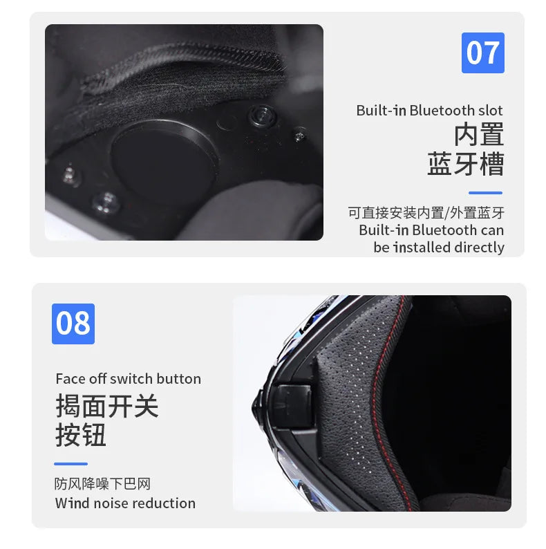 Orz-958 Motorcycle Helmet, Men's and Women's Open Face Helmet, Summer Dual Mirror Large Tail, Semi Fully Covered All Season