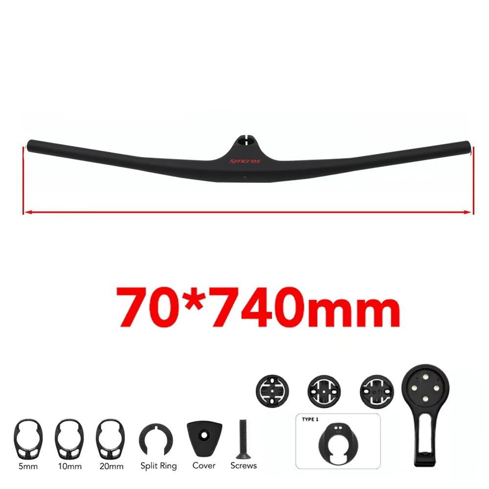 SYNCRO Full Carbon Fibre Integrated Cockpit  Internal Cable -17° 50mm-90mm MTB Carbon Handlebar For MTB XC 4 color Logo